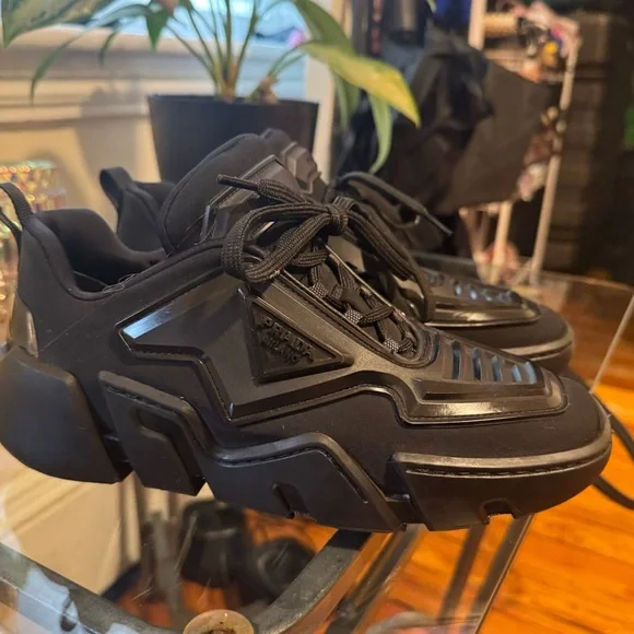 ❤️ Prada Techno Stretch Sneakers Black Fabric Rubber - Picture 4 of 9